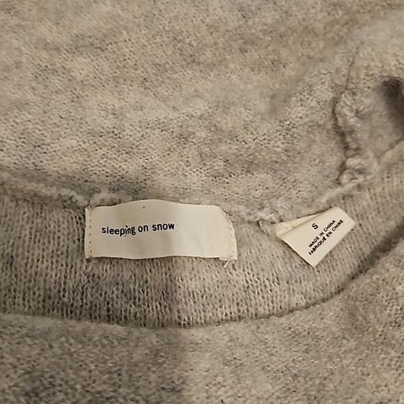 Anthropologie Sleeping On Snow Grey and Ivory Off the Shoulder Sweater - Picture 3 of 6